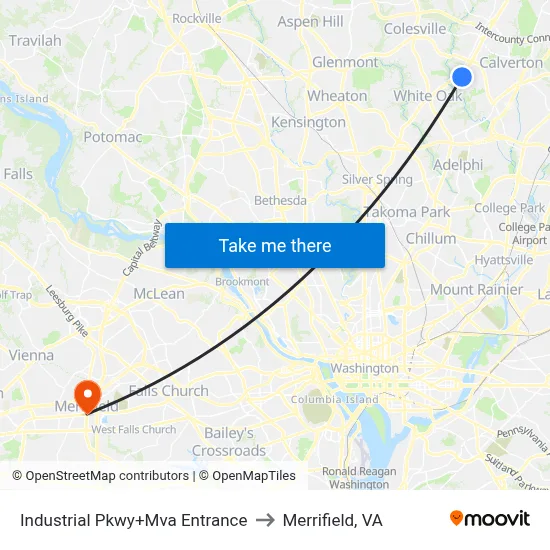 Industrial Pkwy+Mva Entrance to Merrifield, VA map