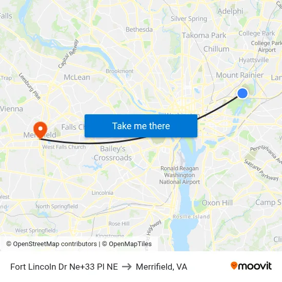 Fort Lincoln Dr Ne+33 Pl NE to Merrifield, VA map