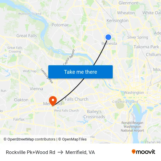 Rockville Pk+Wood Rd to Merrifield, VA map