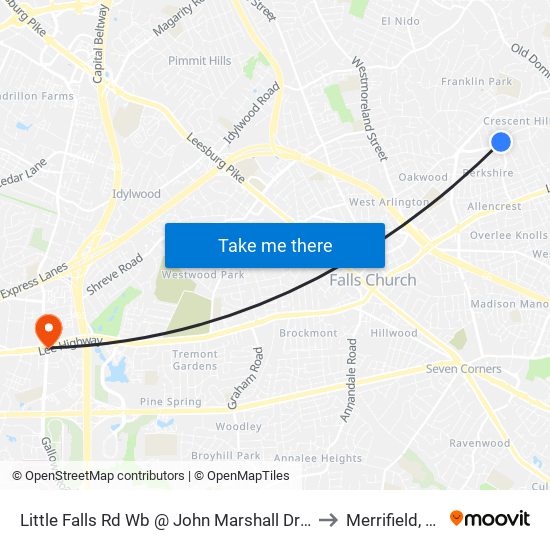 Little Falls Rd Wb @ John Marshall Dr Ns to Merrifield, VA map