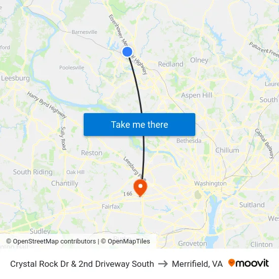 Crystal Rock Dr & 2nd Driveway South to Merrifield, VA map