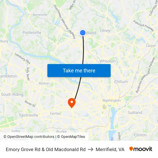 Emory Grove Rd & Old Macdonald Rd to Merrifield, VA map