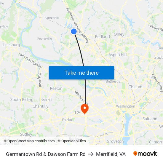 Germantown Rd & Dawson Farm Rd to Merrifield, VA map