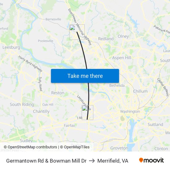 Germantown Rd & Bowman Mill Dr to Merrifield, VA map