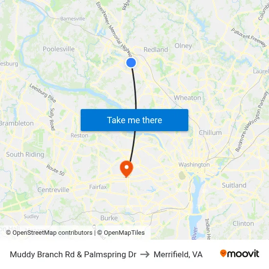 Muddy Branch Rd & Palmspring Dr to Merrifield, VA map