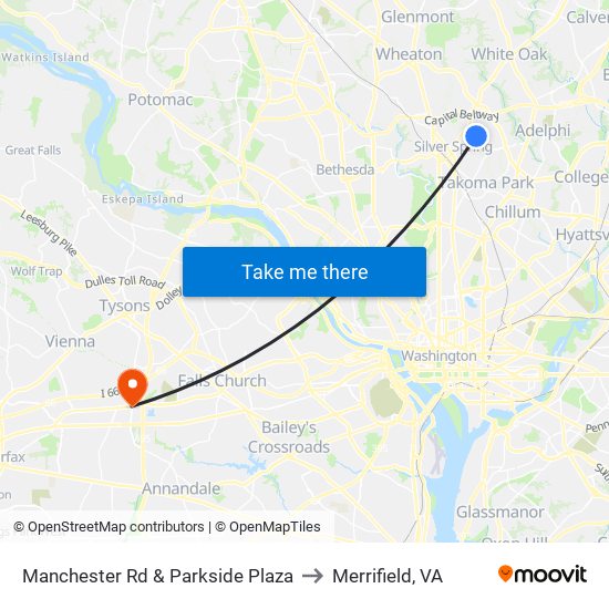 Manchester Rd & Parkside Plaza to Merrifield, VA map