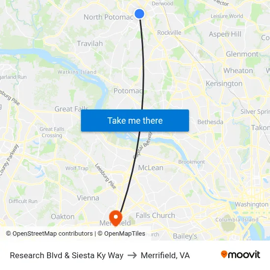 Research Blvd & Siesta Ky Way to Merrifield, VA map