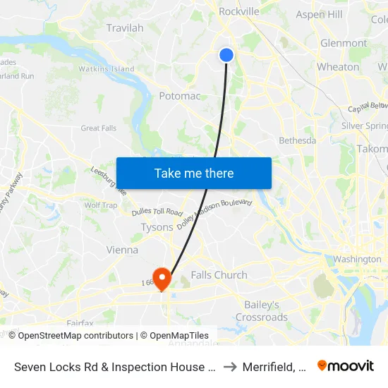 Seven Locks Rd & Inspection House Rd to Merrifield, VA map