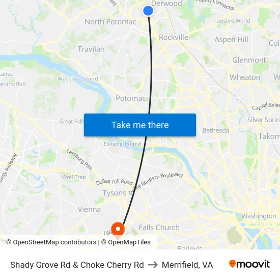 Rockville - Choke Cherry Crossing   & Choke Cherry Rd to Merrifield, VA map