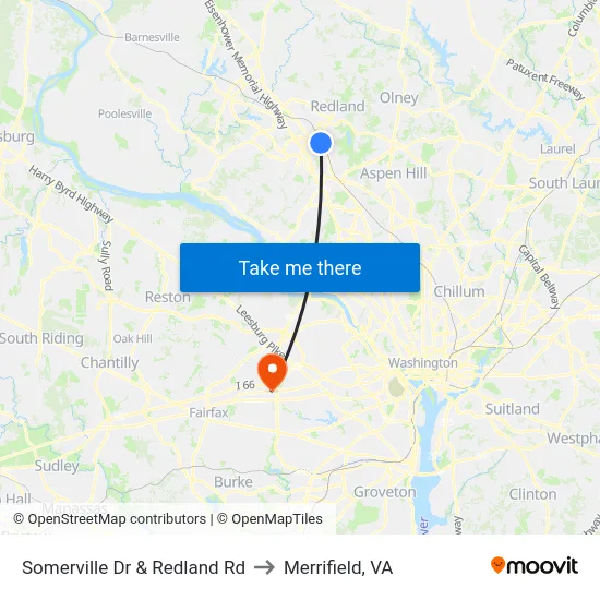 Somerville Dr & Redland Rd to Merrifield, VA map