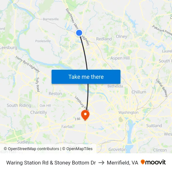 Waring Station Rd & Stoney Bottom Dr to Merrifield, VA map