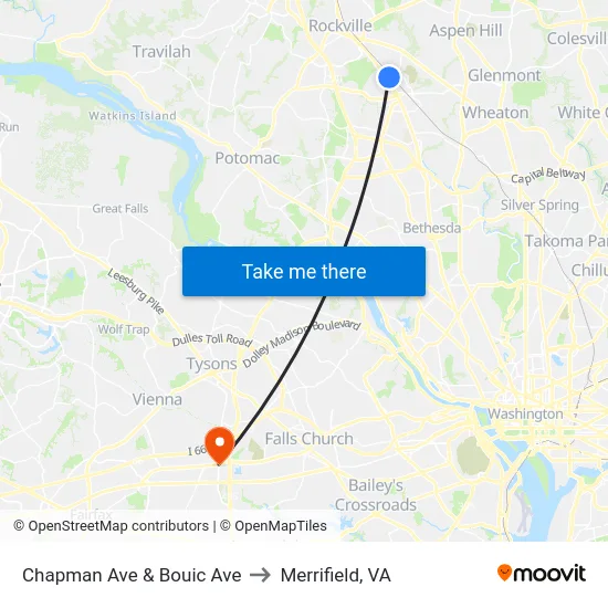 Chapman Ave & Bouic Ave to Merrifield, VA map
