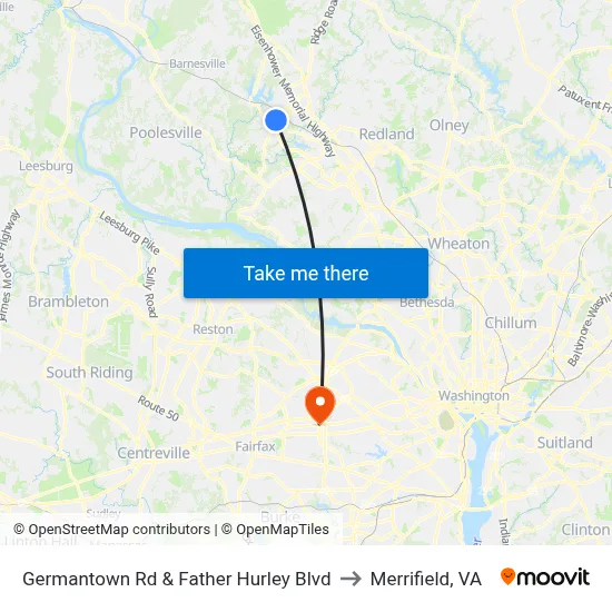 Germantown Rd & Father Hurley Blvd to Merrifield, VA map