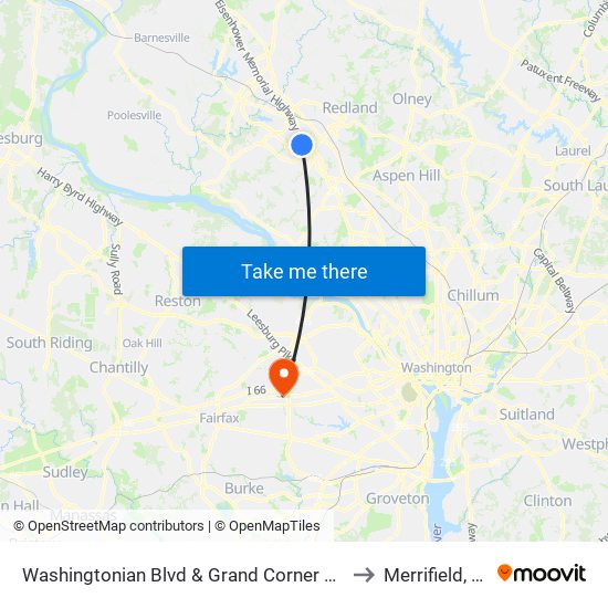 Washingtonian Blvd & Grand Corner Blvd to Merrifield, VA map