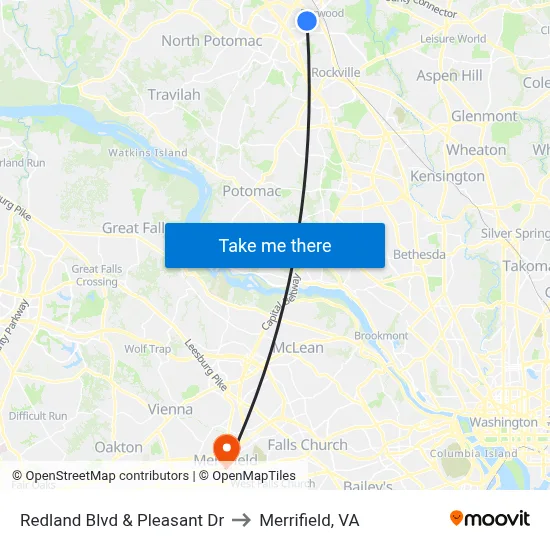 Redland Blvd & Pleasant Dr to Merrifield, VA map