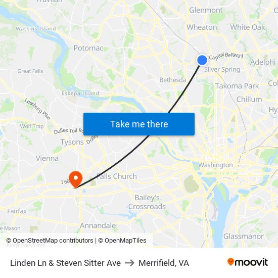 Linden Ln & Steven Sitter Ave to Merrifield, VA map