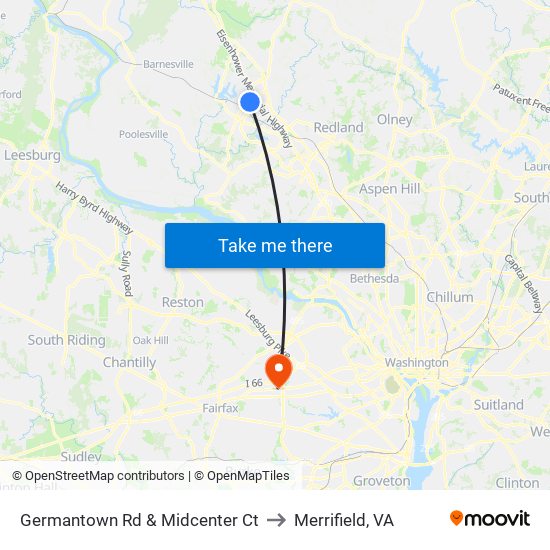 Germantown Rd & Midcenter Ct to Merrifield, VA map