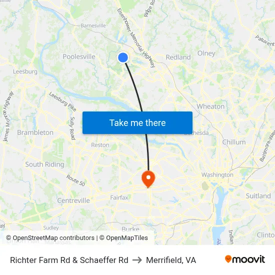 Richter Farm Rd & Schaeffer Rd to Merrifield, VA map