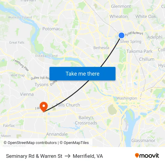 Seminary Rd & Warren St to Merrifield, VA map