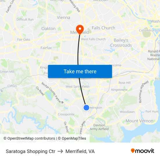 Saratoga Shopping Ctr to Merrifield, VA map