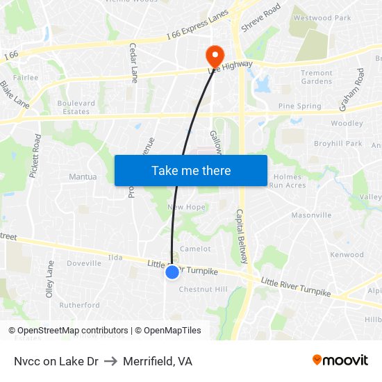 Nvcc on Lake Dr to Merrifield, VA map