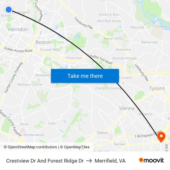 Crestview Dr And Forest Ridge Dr to Merrifield, VA map