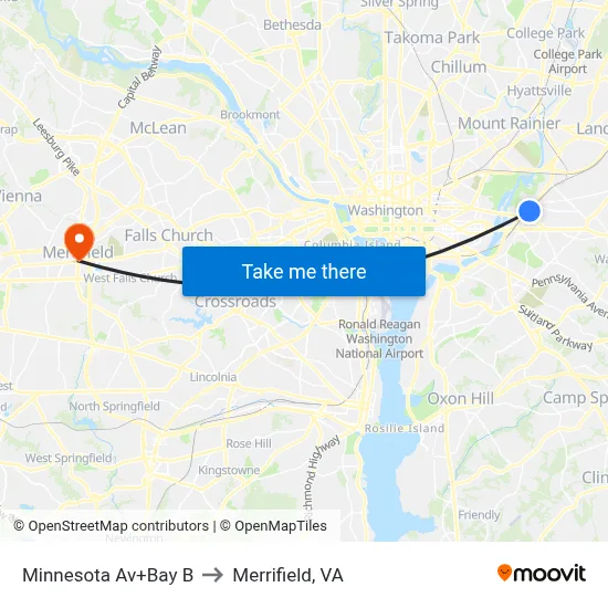 Minnesota Av+Bay B to Merrifield, VA map