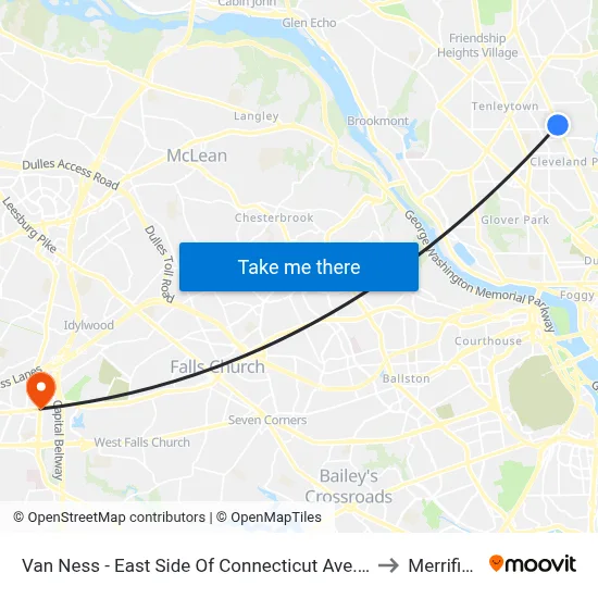 Van Ness - East Side Of Connecticut Ave. North Of Veazy St. NW to Merrifield, VA map
