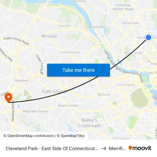 Cleveland Park - East Side Of Connecticut Ave., North Of Ordway St. NW to Merrifield, VA map