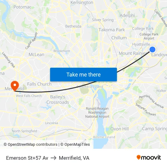 Emerson St+57 Av to Merrifield, VA map