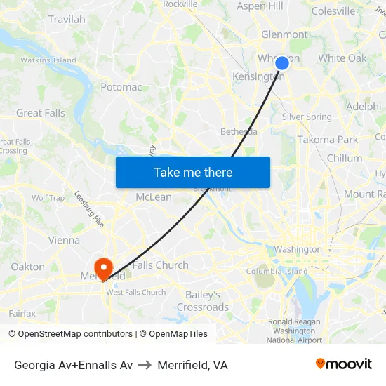Georgia Av+Ennalls Av to Merrifield, VA map