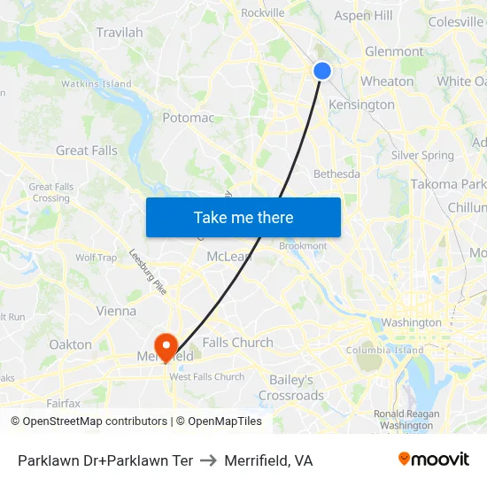 Parklawn Dr+Parklawn Ter to Merrifield, VA map