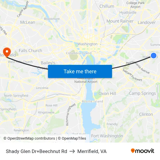 Shady Glen Dr+Beechnut Rd to Merrifield, VA map