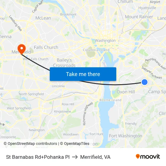 St Barnabas Rd+Pohanka Pl to Merrifield, VA map