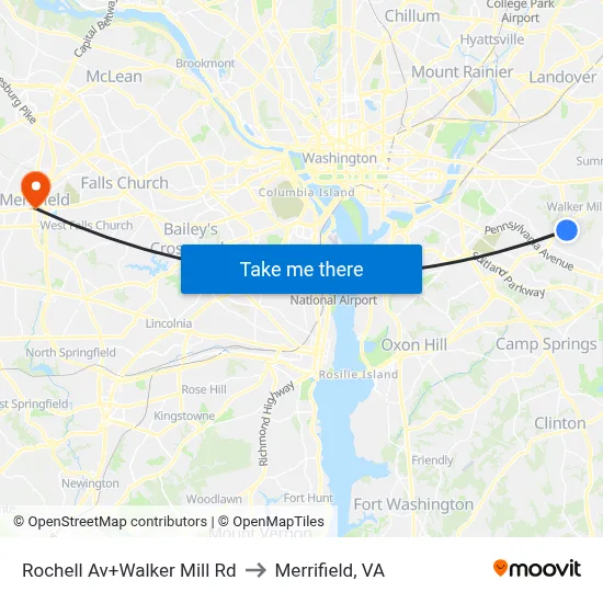 Rochell Av+Walker Mill Rd to Merrifield, VA map