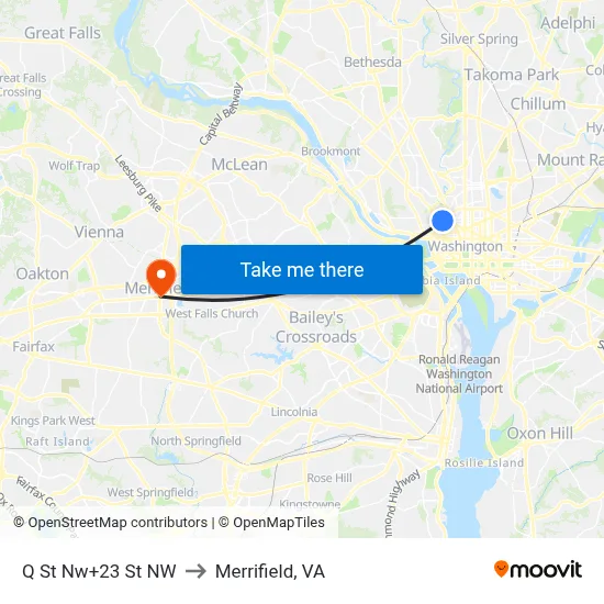 Q St Nw+23 St NW to Merrifield, VA map