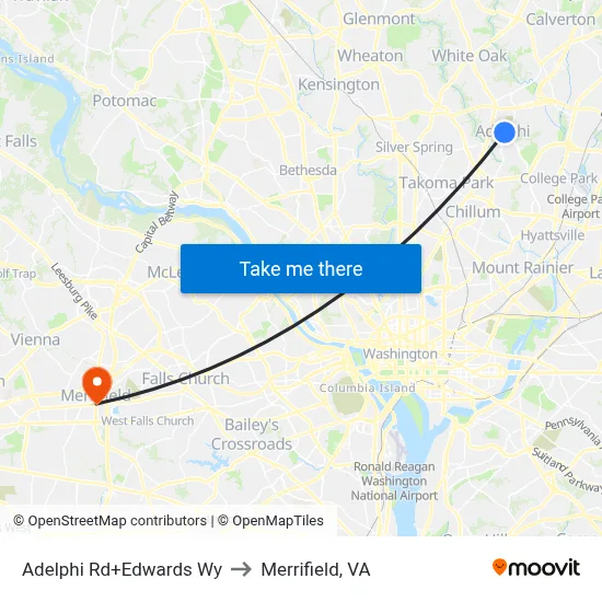 Adelphi Rd+Edwards Wy to Merrifield, VA map