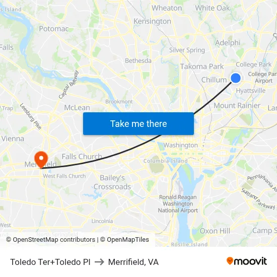 Toledo Ter+Toledo Pl to Merrifield, VA map