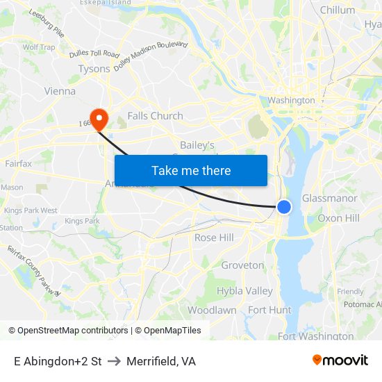 E Abingdon+2 St to Merrifield, VA map