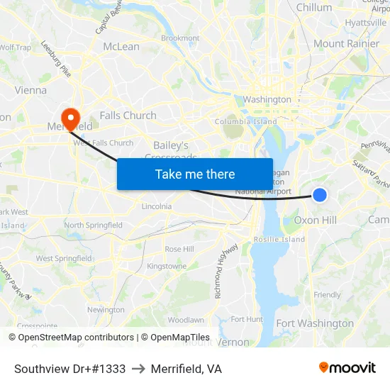 Southview Dr+#1333 to Merrifield, VA map