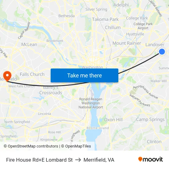 Fire House Rd+E Lombard St to Merrifield, VA map