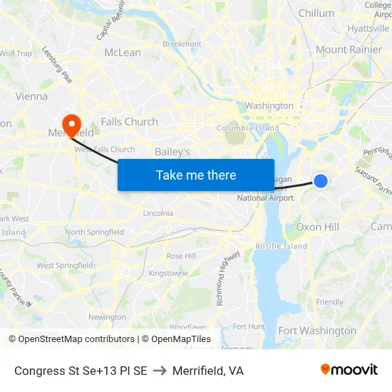 Congress St Se+13 Pl SE to Merrifield, VA map