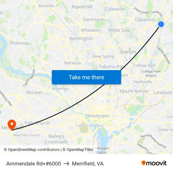 Ammendale Rd+#6000 to Merrifield, VA map