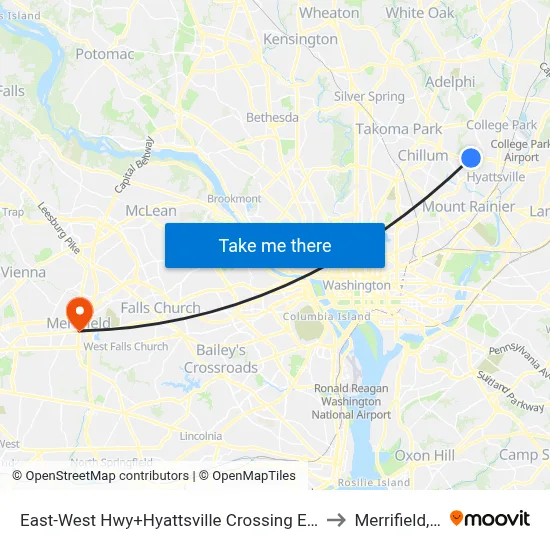 East-West Hwy+Hyattsville Crossing Entrance to Merrifield, VA map