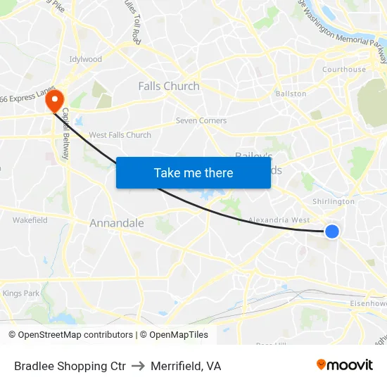 Bradlee Shopping Ctr to Merrifield, VA map