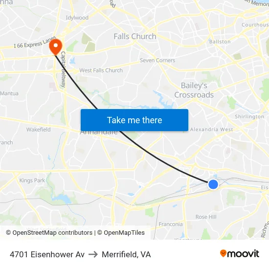 4701 Eisenhower Av to Merrifield, VA map