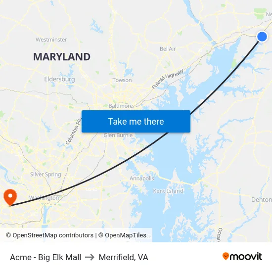 Acme - Big Elk Mall to Merrifield, VA map
