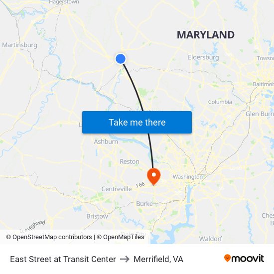 East Street at Transit Center to Merrifield, VA map