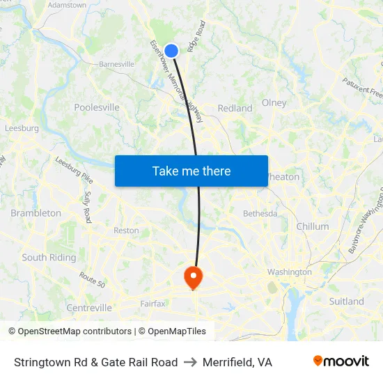 Stringtown Rd & Gate Rail Road to Merrifield, VA map