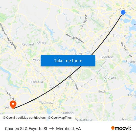 Charles St & Fayette St to Merrifield, VA map